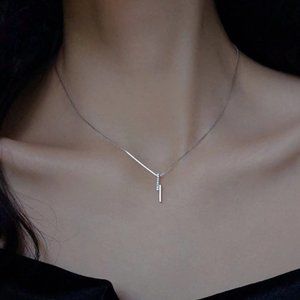 Sterling Silver Diamond Lightening Bolt Necklace
